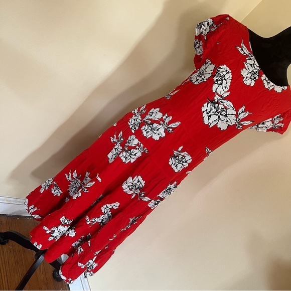 Free People Red Rita Tiered Midi Dress Small - Picture 3 of 11